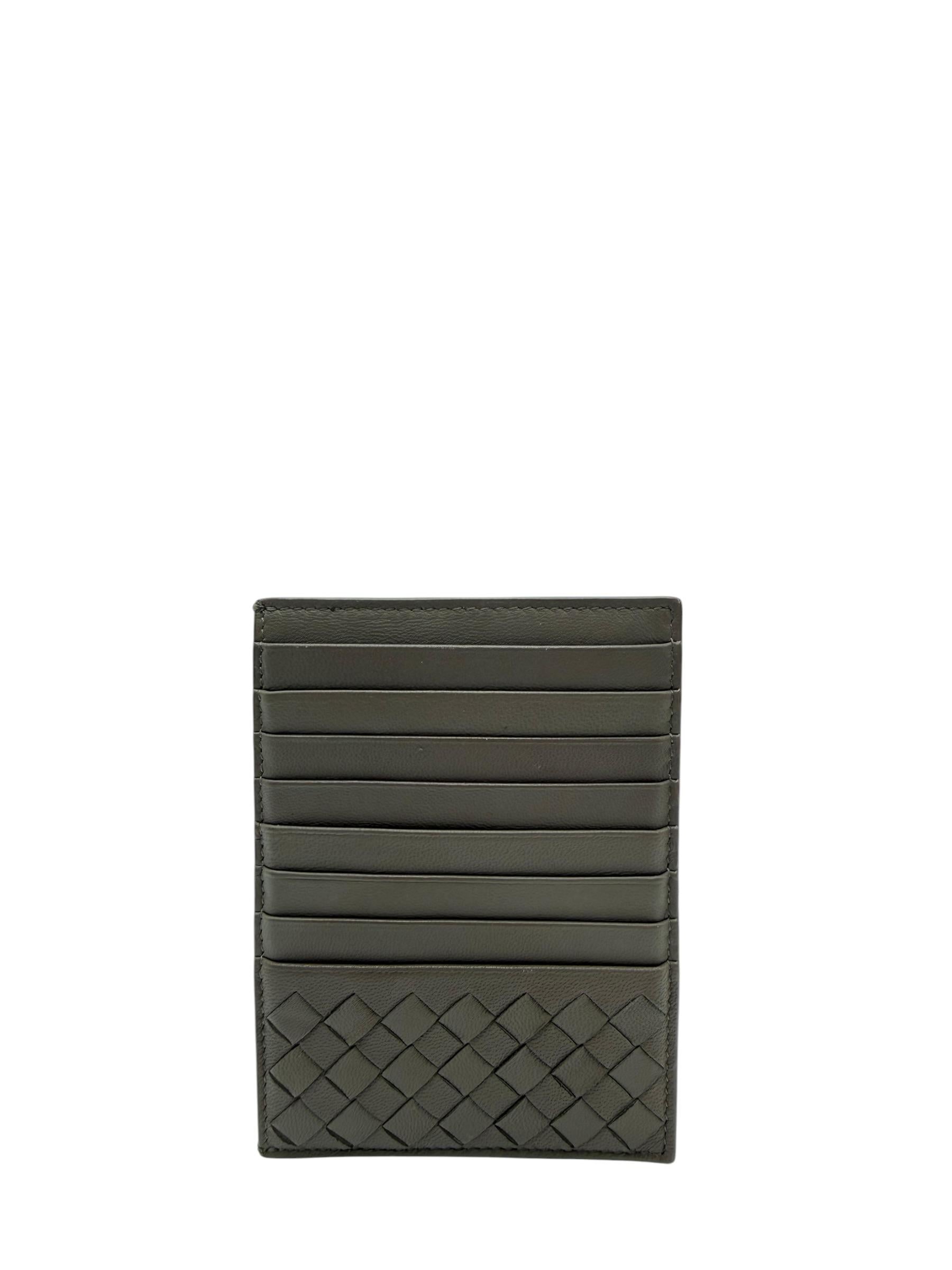BOTTEGA VENETA GRAY LAMBSKIN CARD HOLDER