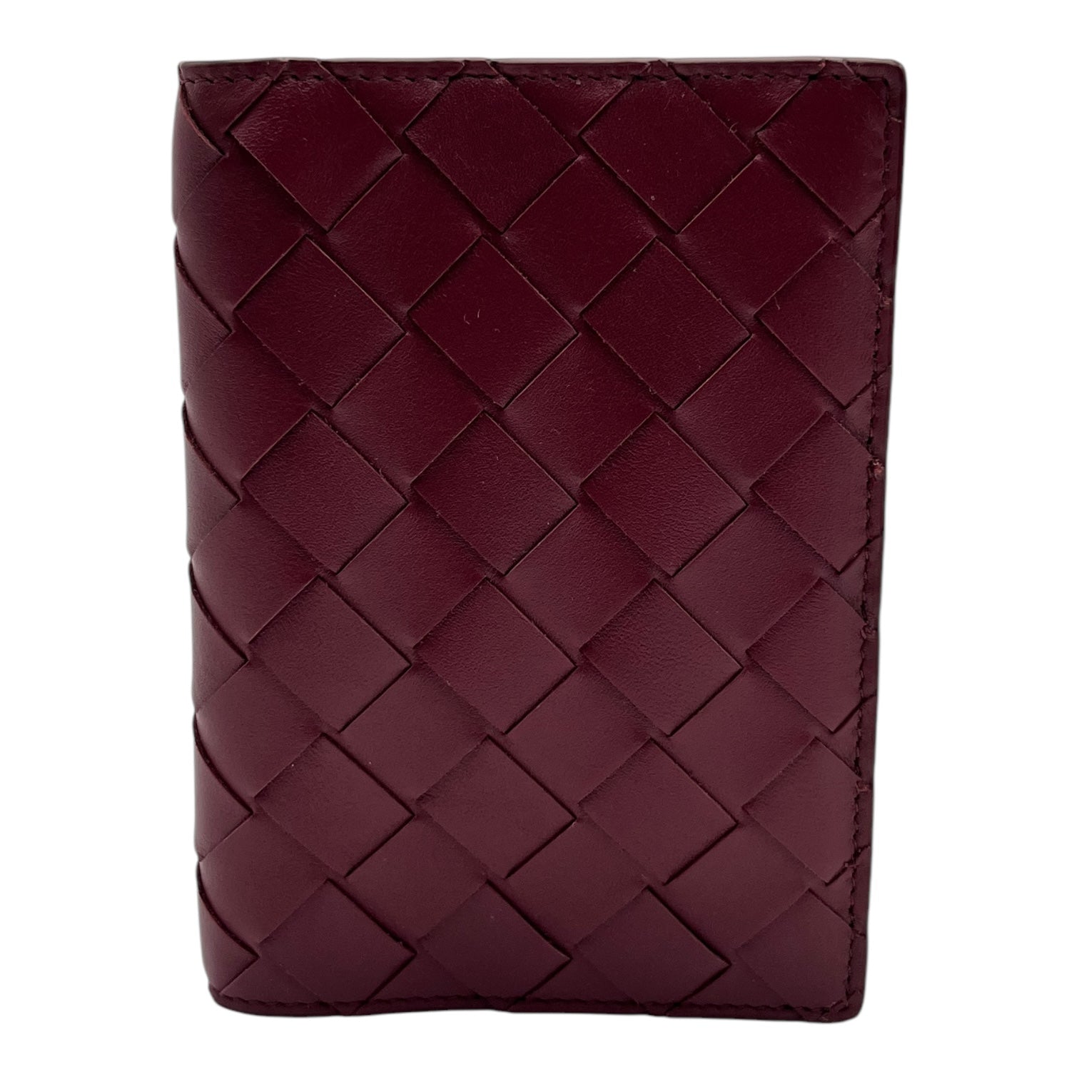 BOTTEGA VENETA WINE RED LEATHER PASSPORT HOLDER