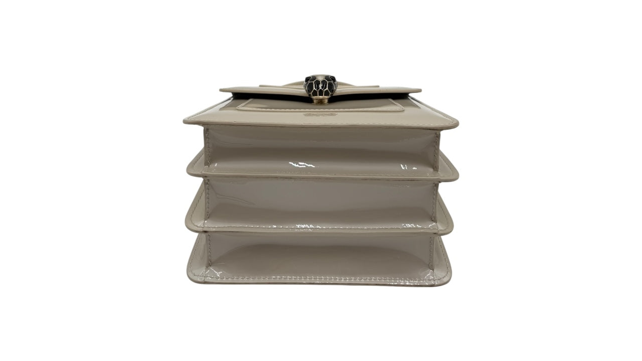 BVLGARI SERPENTI FOREVER CREAM VERNIS SATCHEL