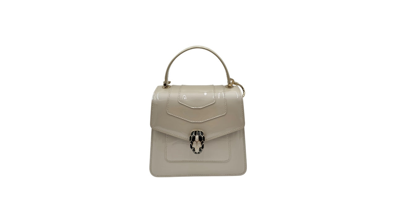 BVLGARI SERPENTI FOREVER CREAM VERNIS SATCHEL