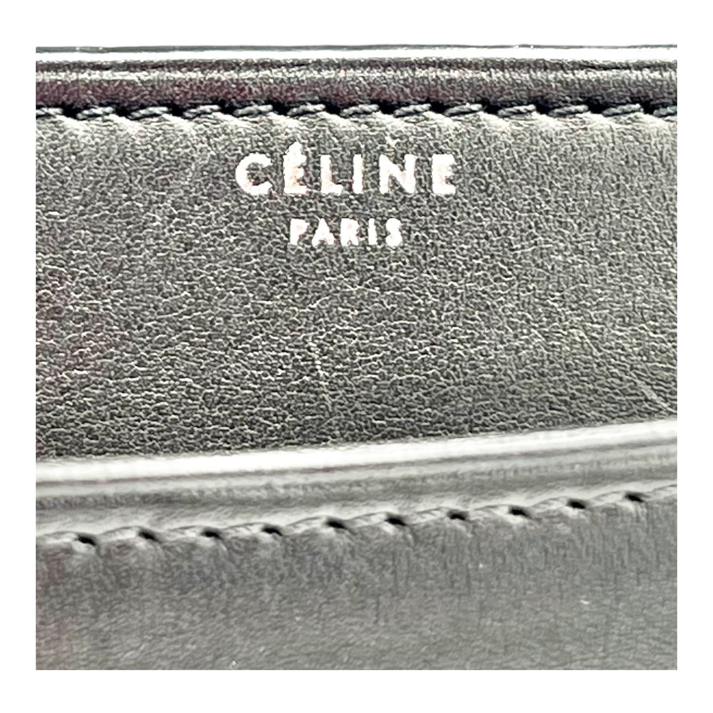 CELINE BLACK LEATHER LARGE CASE FLAP CHAIN BAG