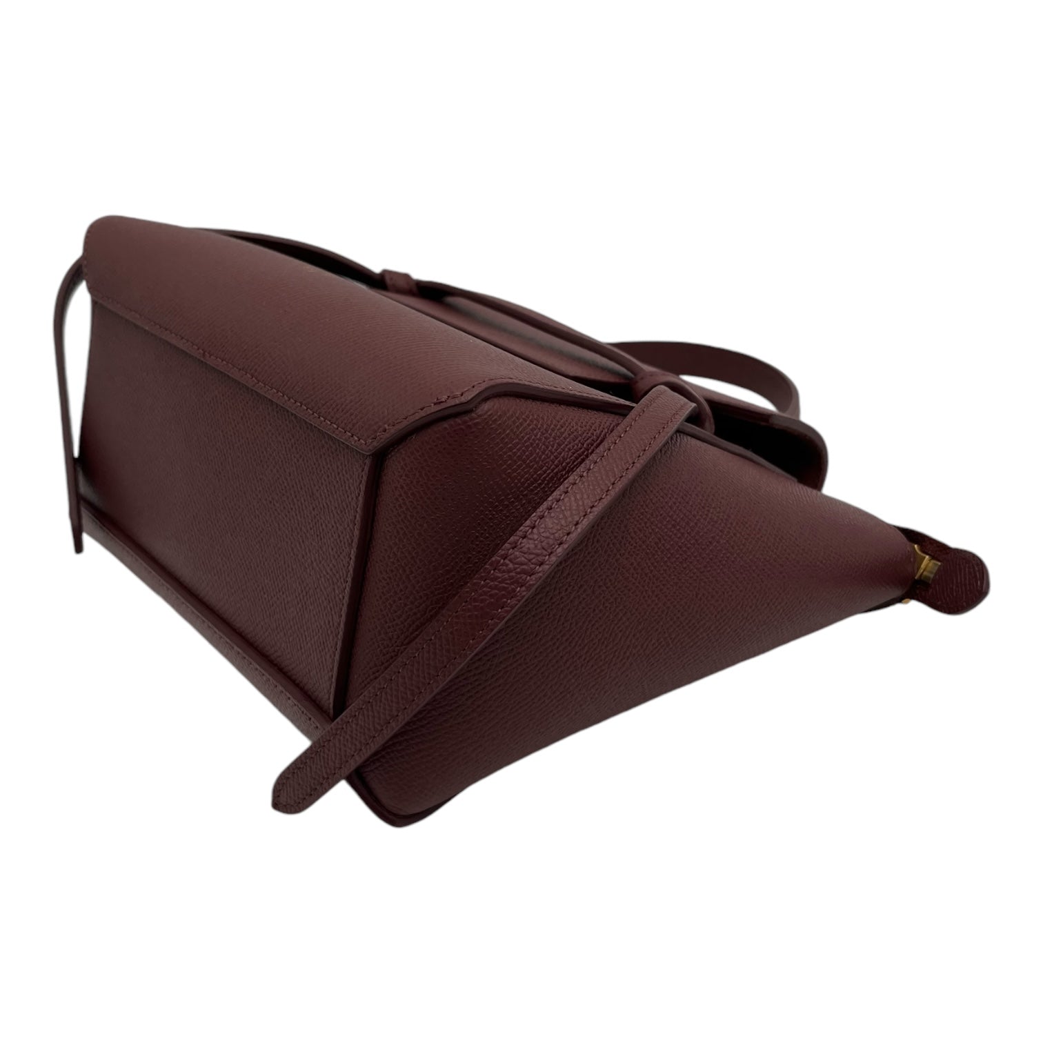 CELINE BELT BAG NANO IN BURGUNDY WITH GOLD HARDWARE