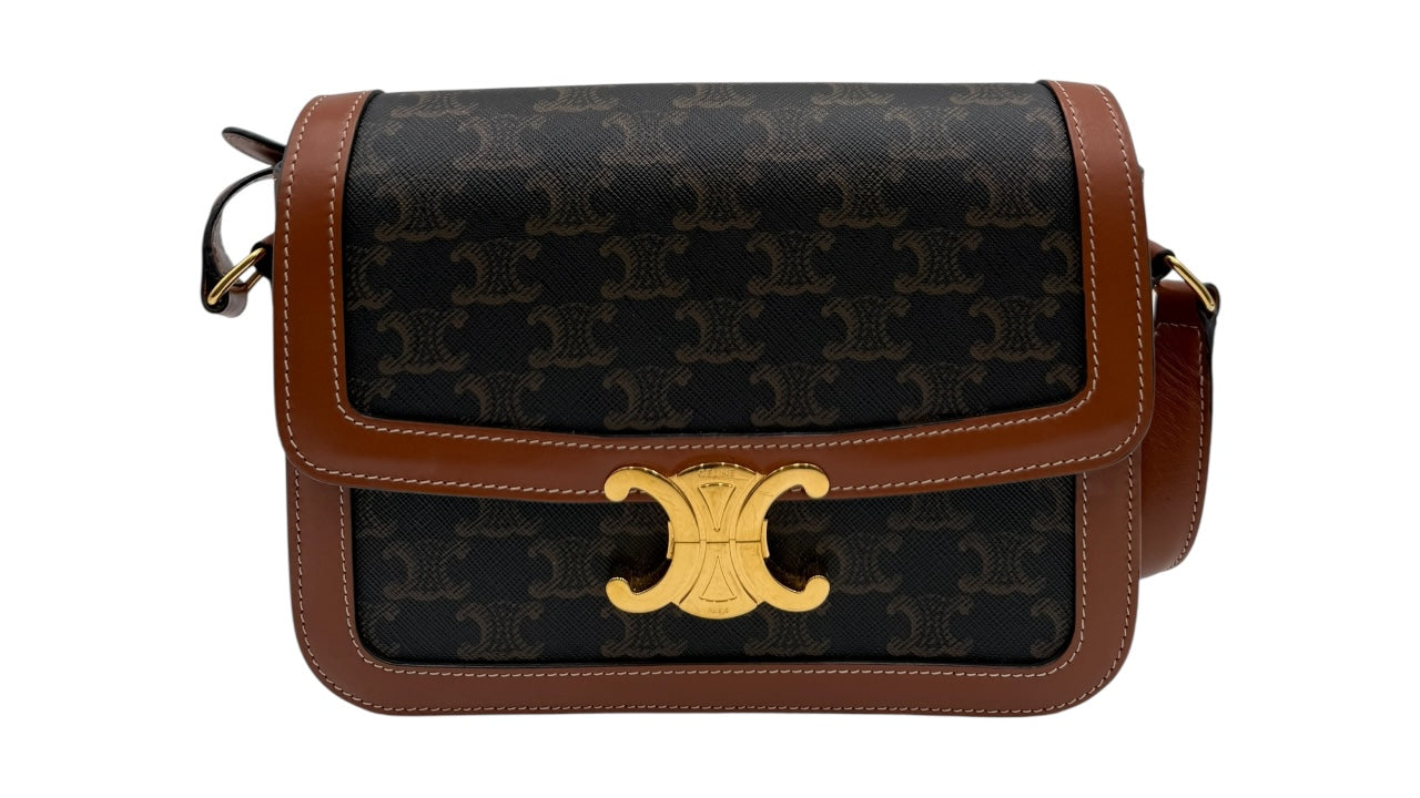 CELINE TEEN TRIOMPHE BAG IN TRIOMPHE CANVAS AND CALFSKIN