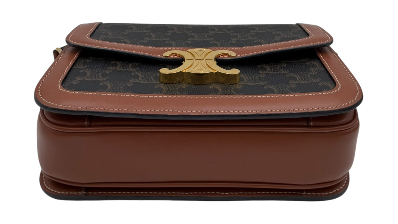 CELINE TEEN TRIOMPHE BAG IN TRIOMPHE CANVAS AND CALFSKIN