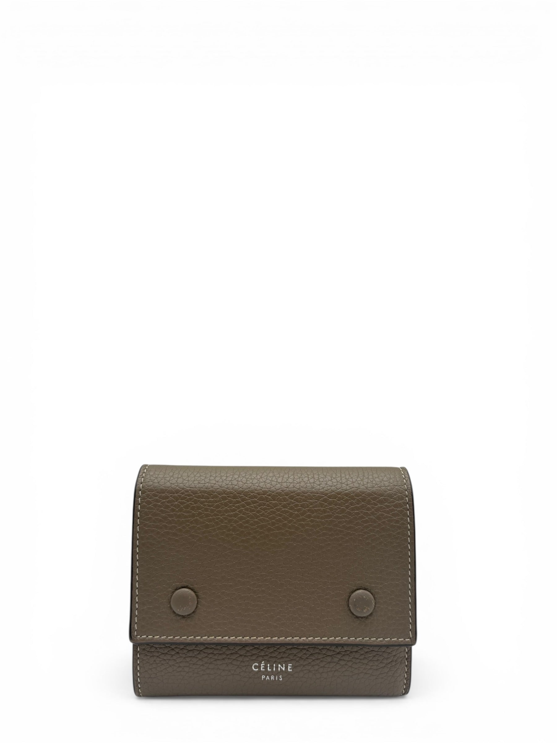 CELINE GREY LEATHER COMPACT WALLET