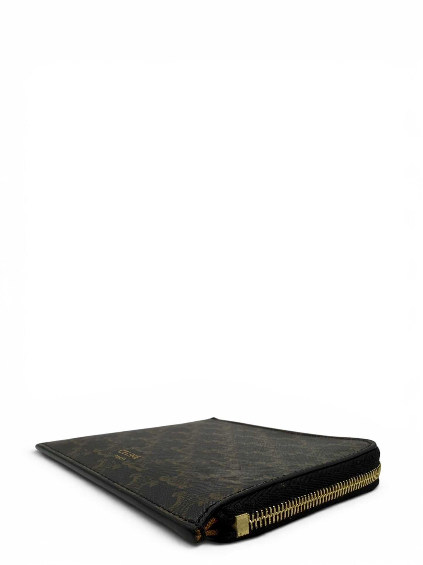 CELINE ZIPPED PURSE WITH CARD HOLDER IN TRIOMPHE CANVAS AND LAMBSKIN