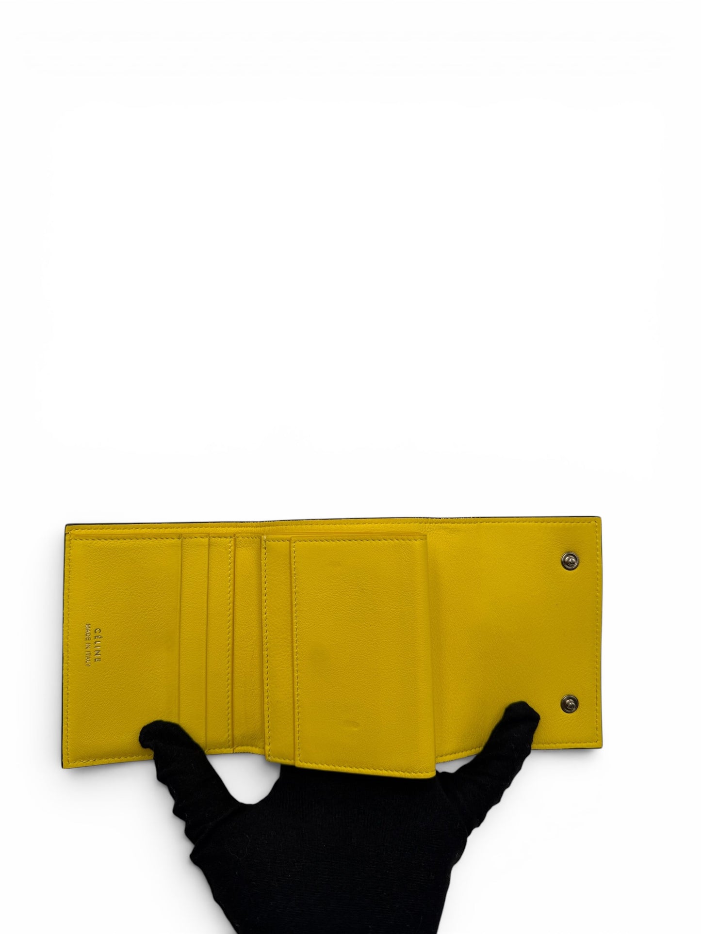 CELINE BLACK GRAINED CALFSKIN SMALL TRIFOLD WALLET