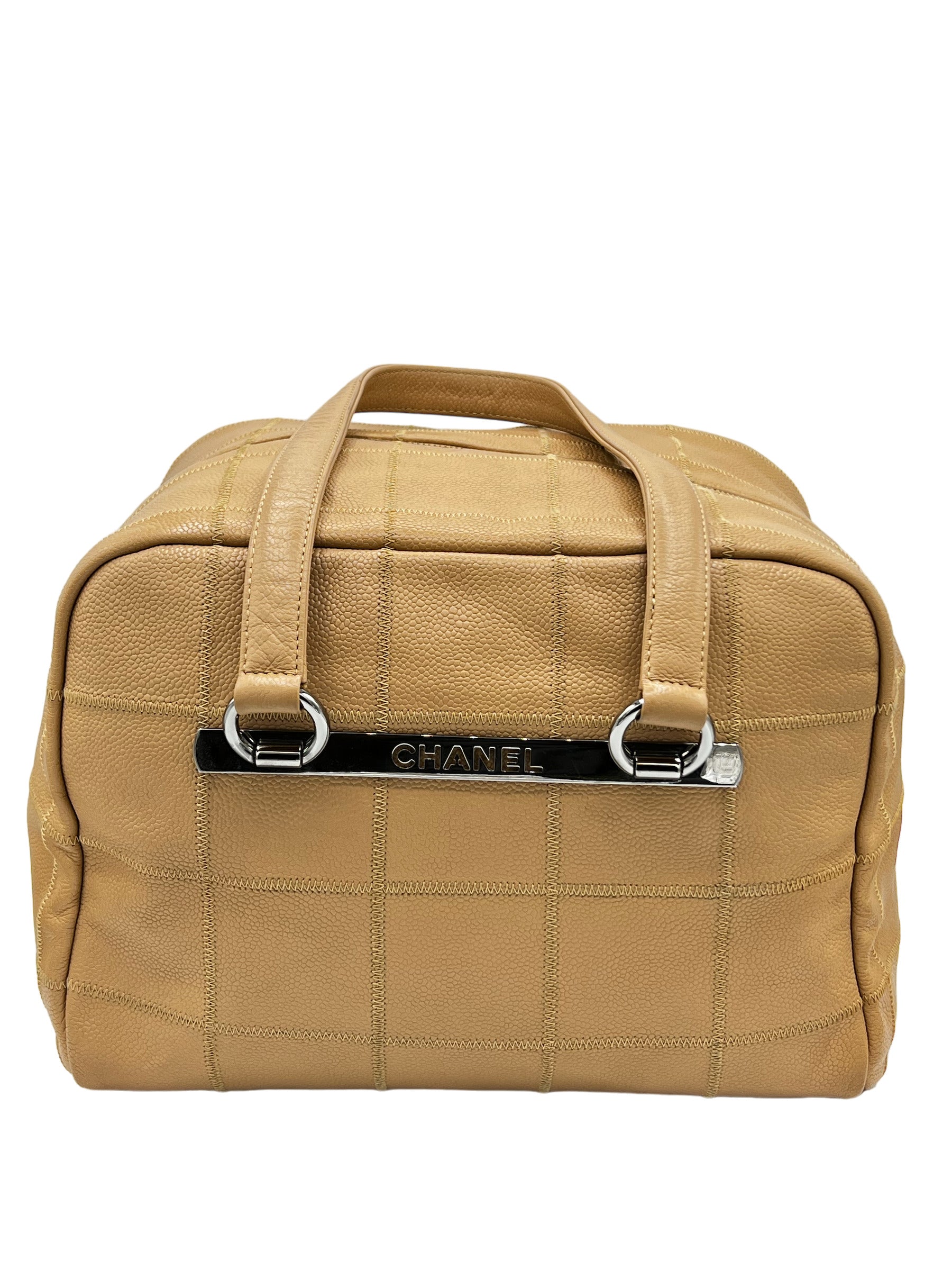 BOLSO BOWLING CHANEL DE BECERRO CAVIAR BEIGE