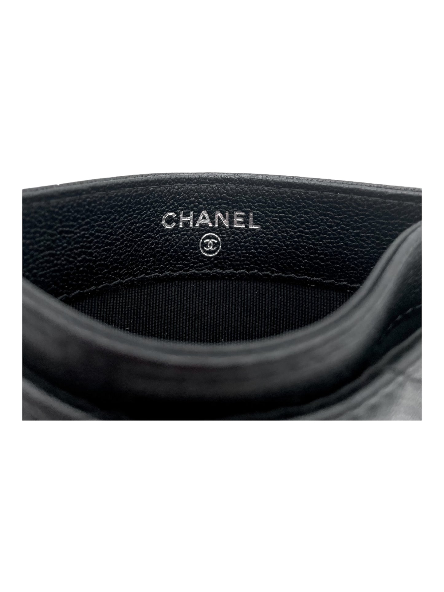 CHANEL SHEEPSKIN CHEVRON QUILTED REISSUE CARD HOLDER SO BLACK