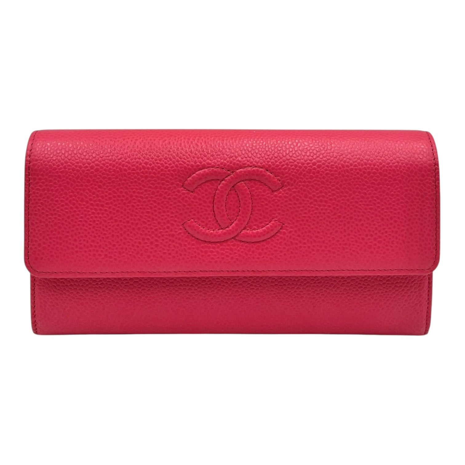 CHANEL PINK TIMELESS CC CAVIAR LARGE FLAP LONG WALLET