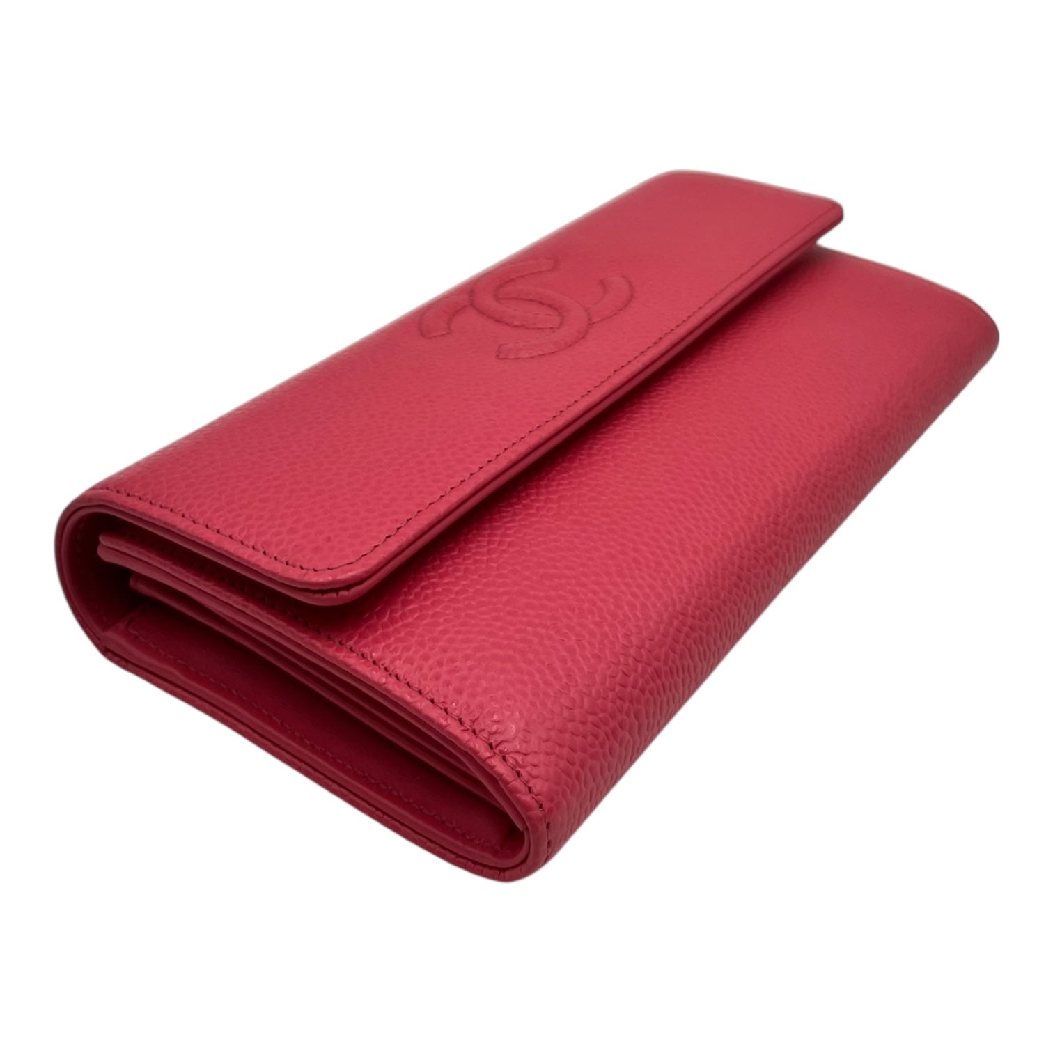 CHANEL PINK TIMELESS CC CAVIAR LARGE FLAP LONG WALLET