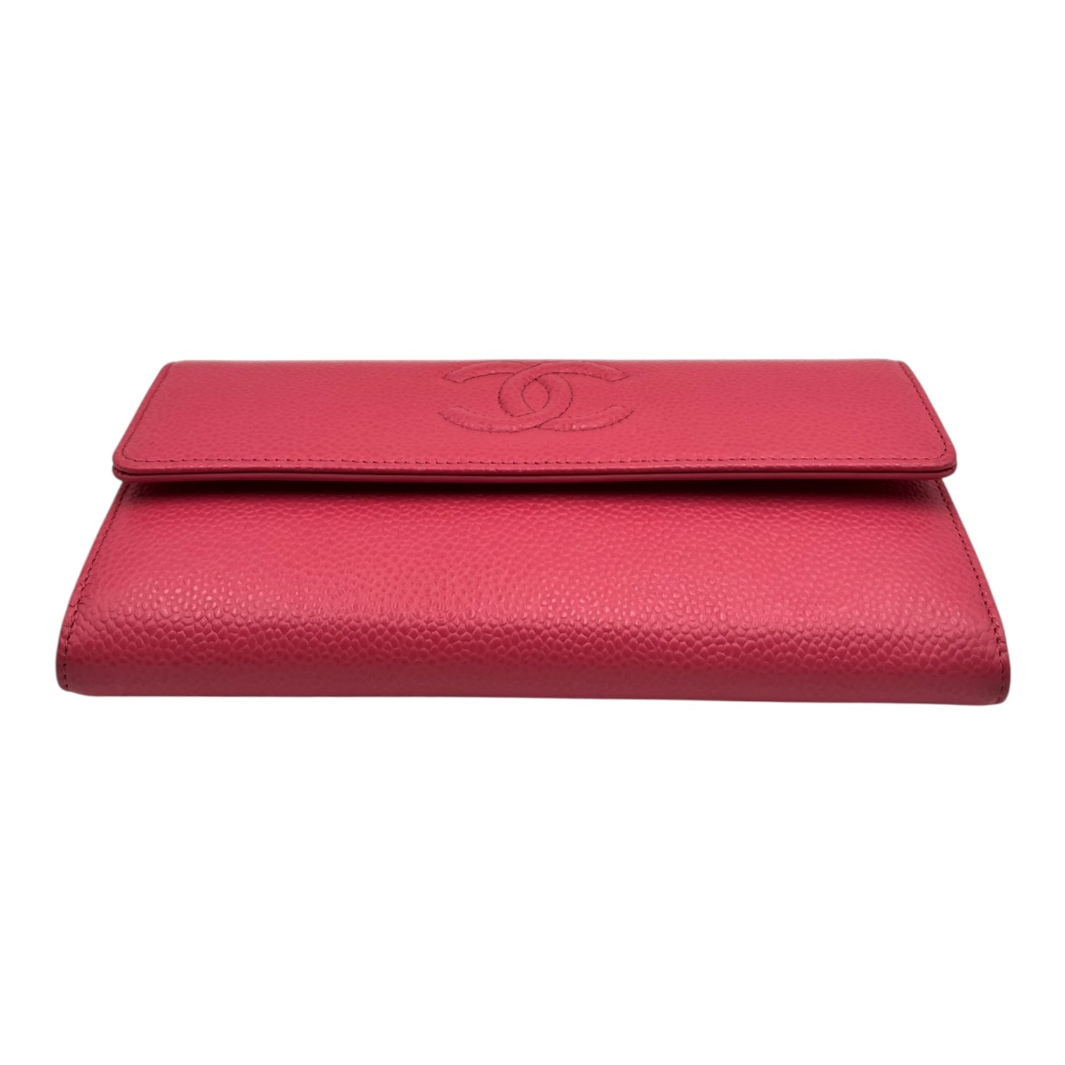 CHANEL PINK TIMELESS CC CAVIAR LARGE FLAP LONG WALLET
