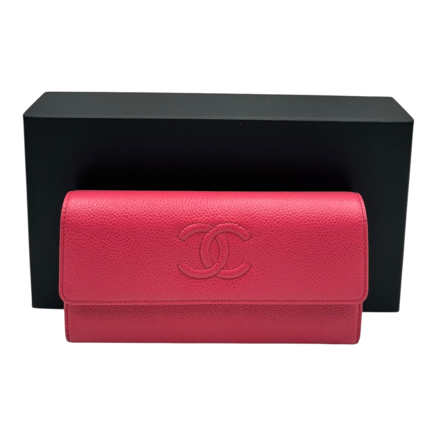 CHANEL PINK TIMELESS CC CAVIAR LARGE FLAP LONG WALLET