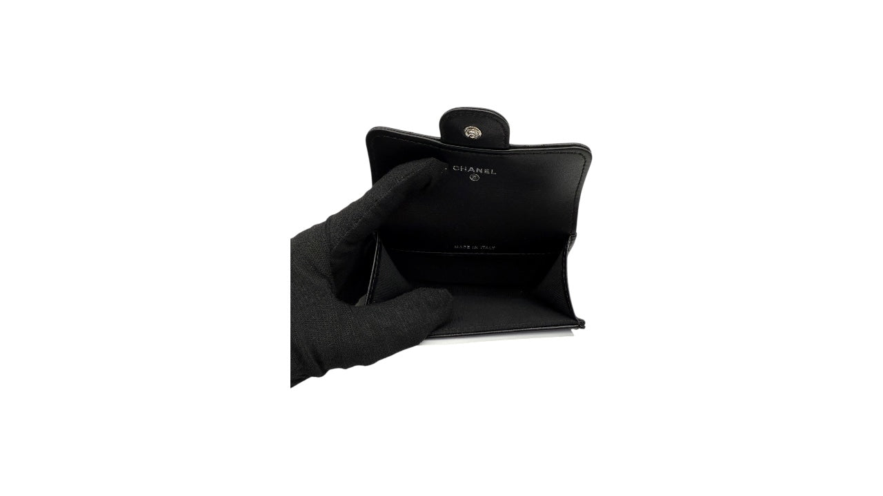 CHANEL BLACK LAMBSKIN CF COIN PURSE
