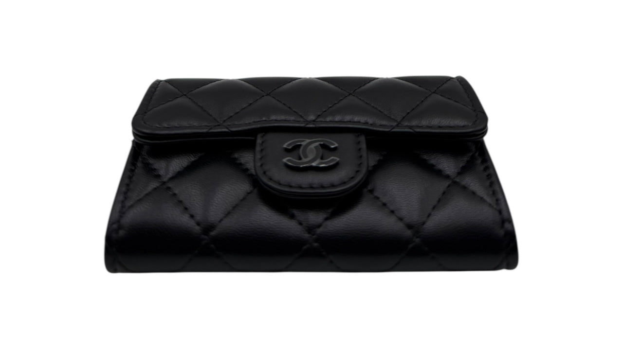 CHANEL BLACK LAMBSKIN CF COIN PURSE