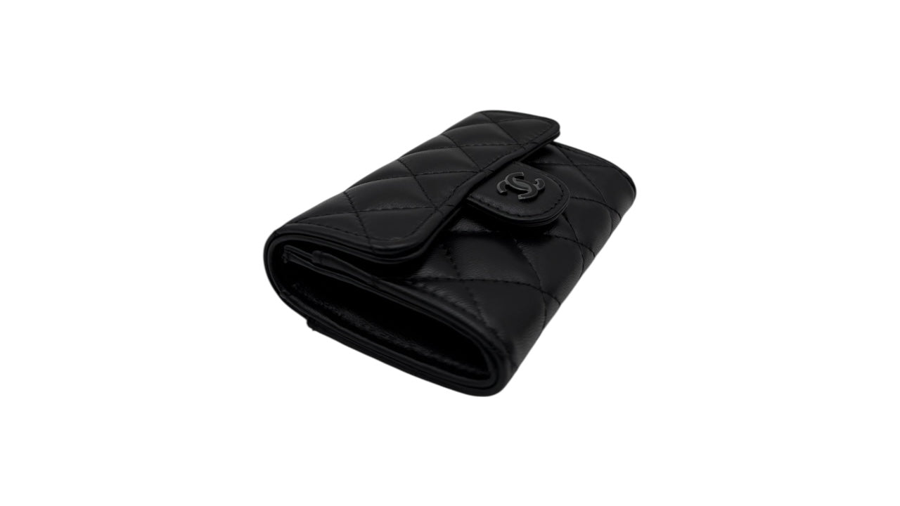 CHANEL BLACK LAMBSKIN CF COIN PURSE