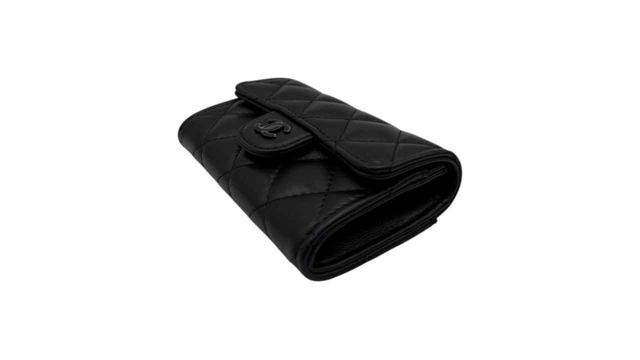 CHANEL BLACK LAMBSKIN CF COIN PURSE