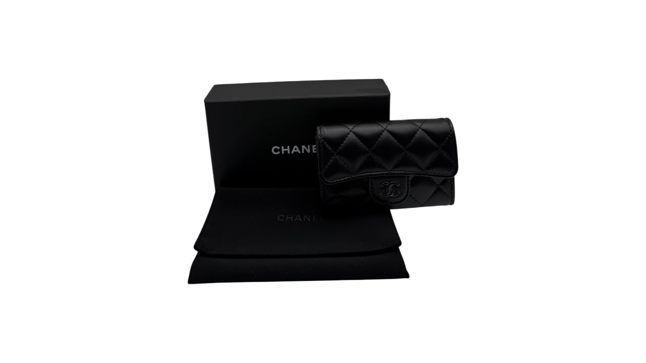 CHANEL BLACK LAMBSKIN CF COIN PURSE