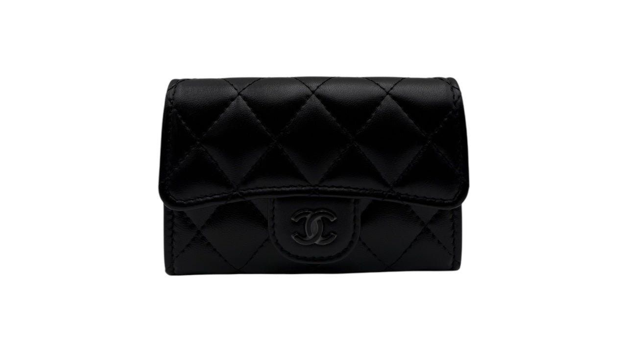 CHANEL BLACK LAMBSKIN CF COIN PURSE