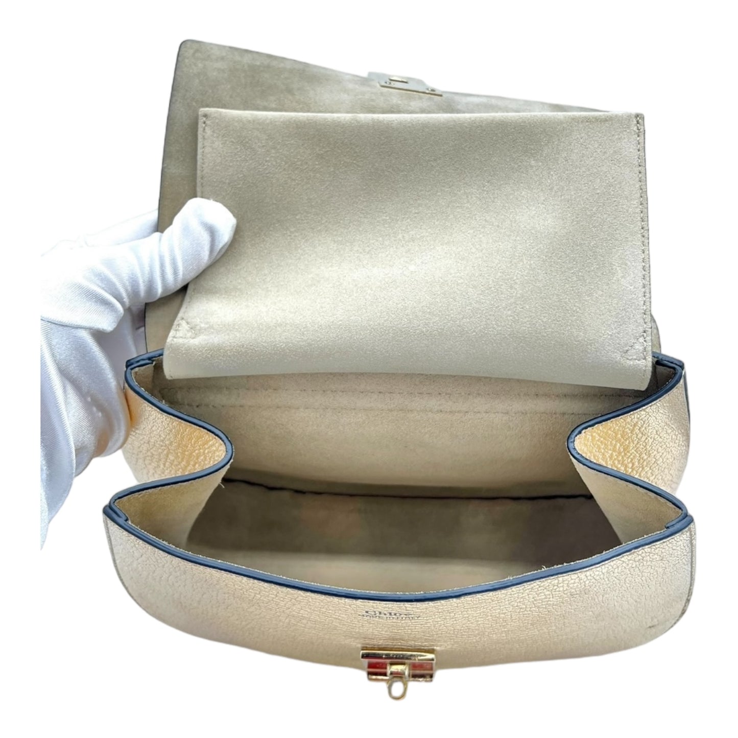 CHLOE DREW METALLIC LEATHER CROSSBODY BAG