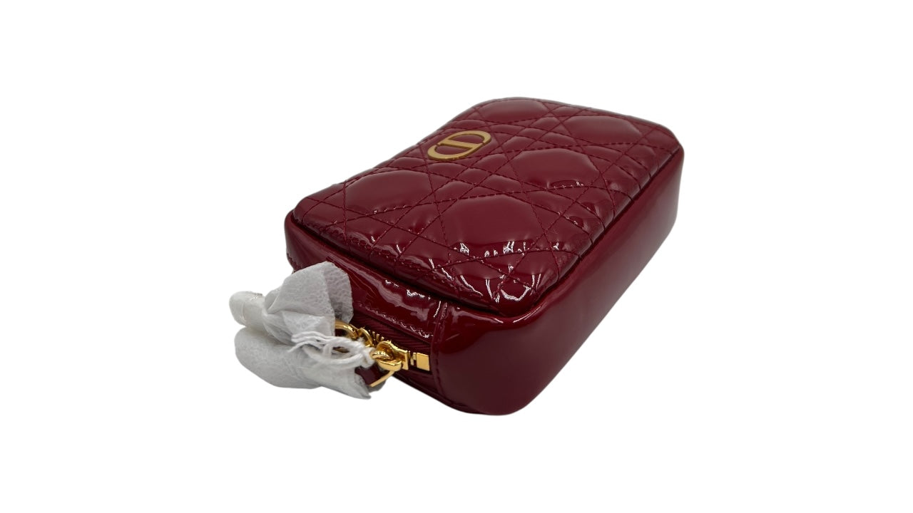 DIOR RED PATENT LEATHER ZIPPY WALLET