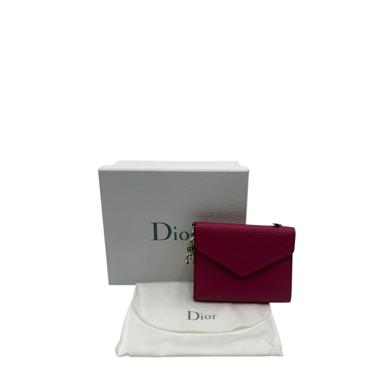 DIOR DIORISSIMO COMPACT GRAINED LEATHER WALLET PINK