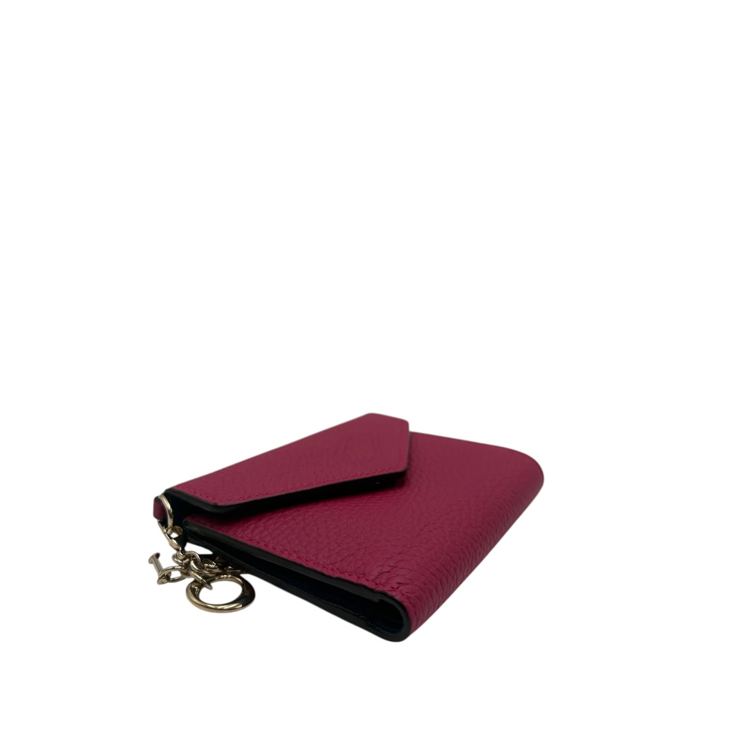 DIOR DIORISSIMO COMPACT GRAINED LEATHER WALLET PINK