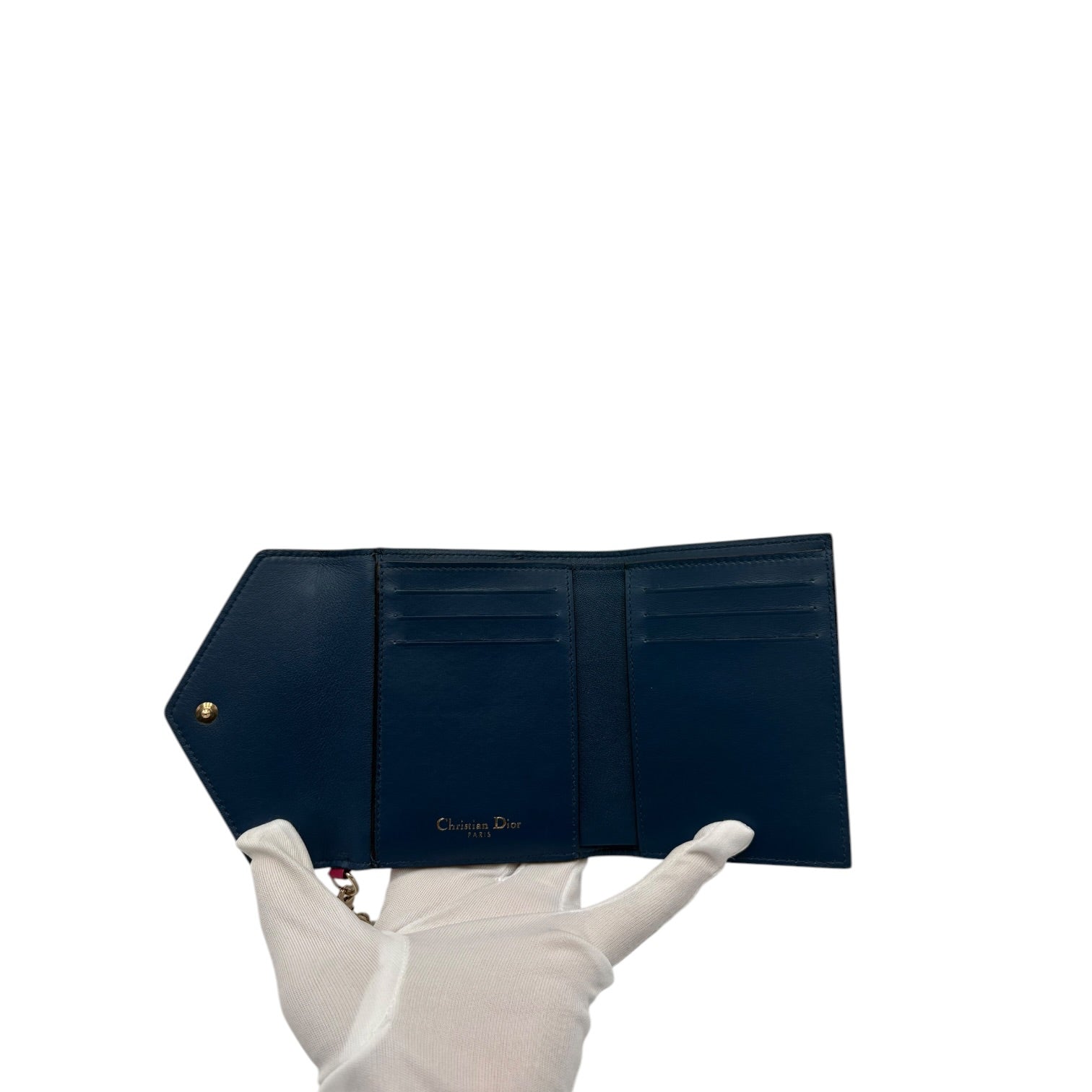 DIOR DIORISSIMO COMPACT GRAINED LEATHER WALLET PINK