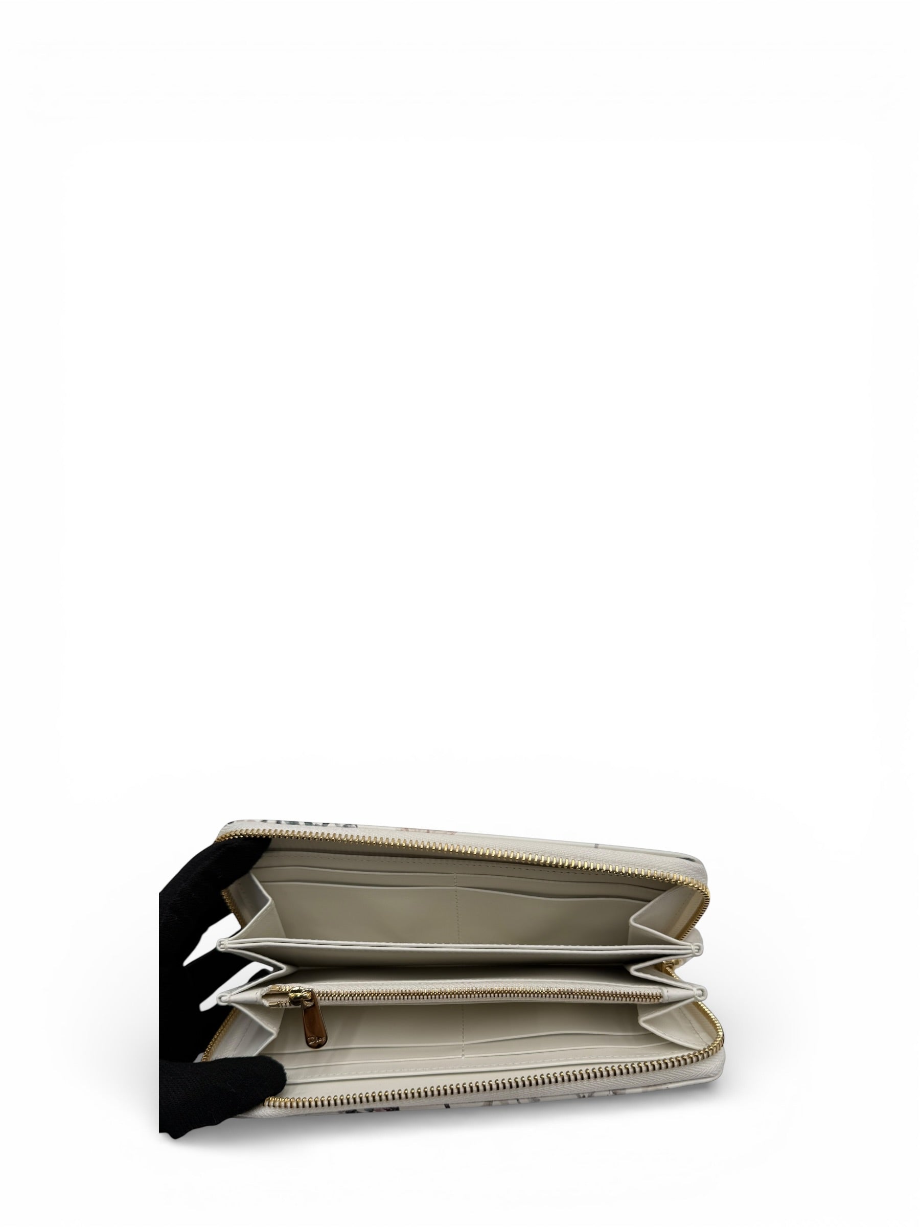 DIOR WHITE FLOWER CALFSKIN LONG WALLET