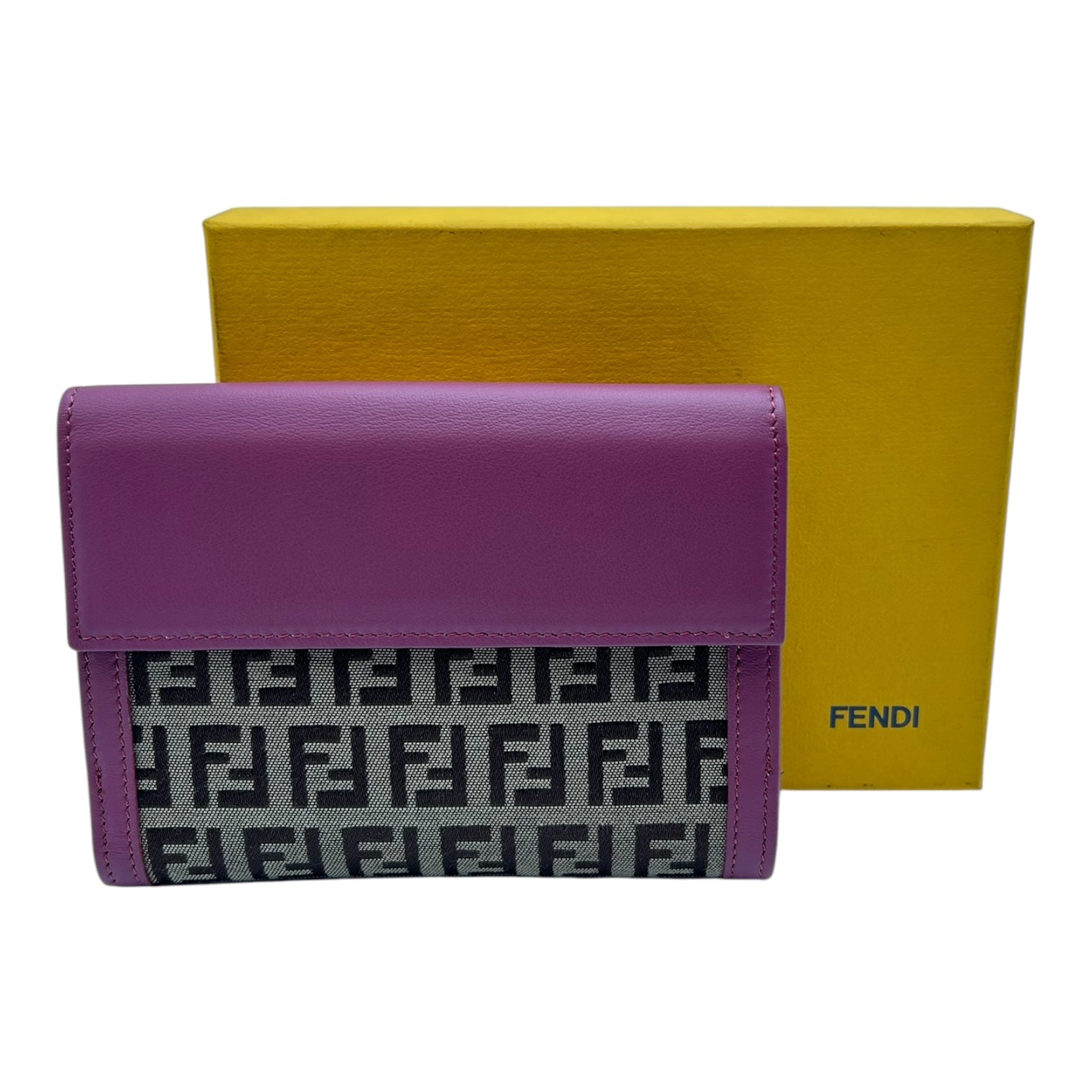 FENDI ZUCCHINO FF LOGO CANVAS WALLET