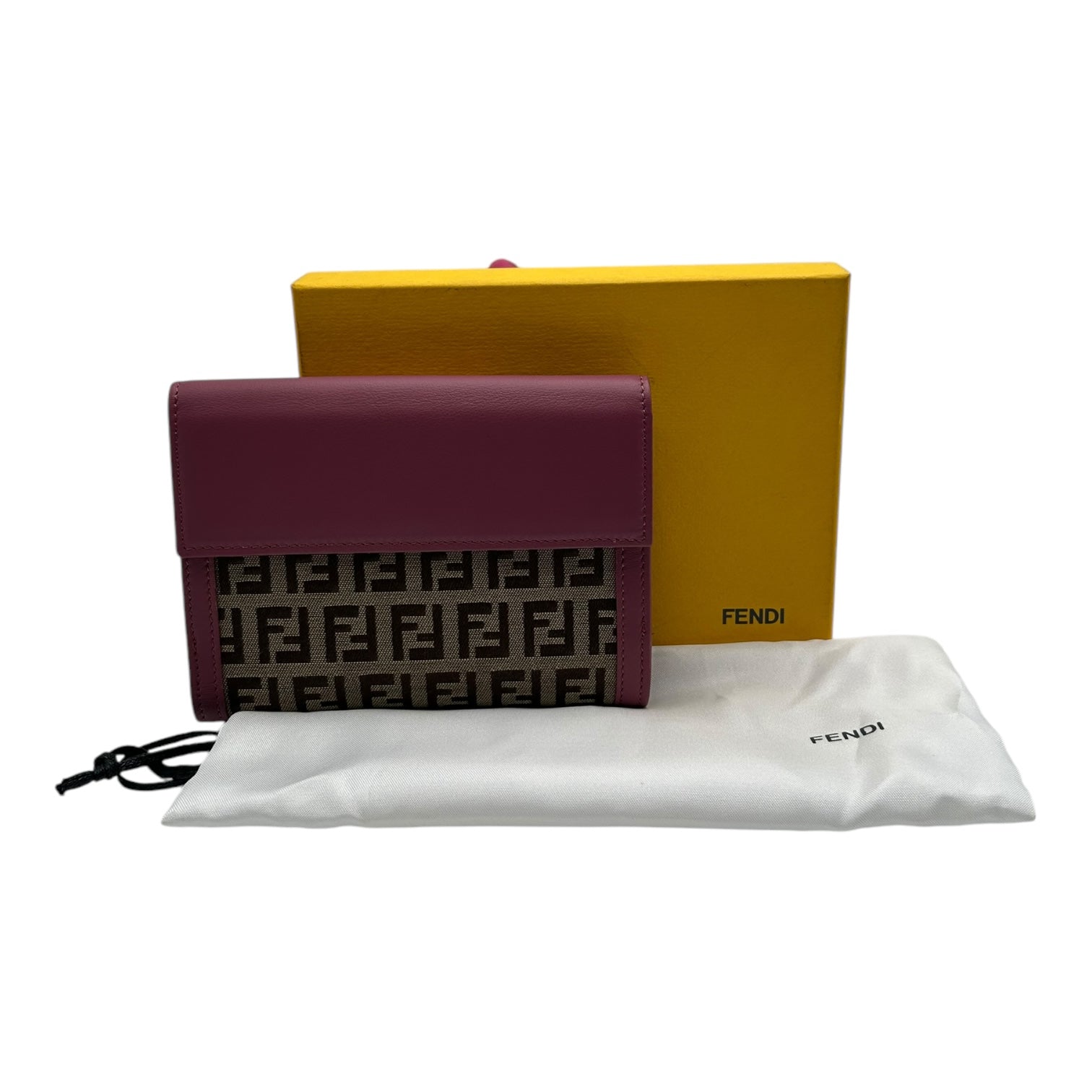 FENDI ZUCCHINO FF LOGO CANVAS WALLET