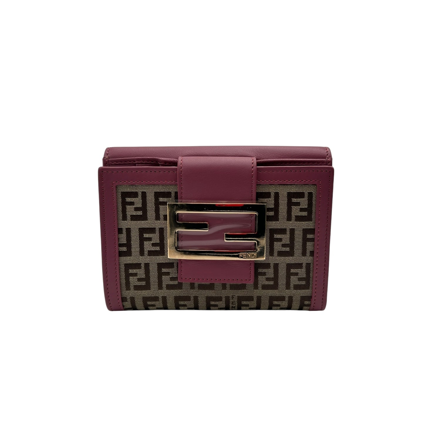 FENDI ZUCCHINO FF LOGO CANVAS WALLET