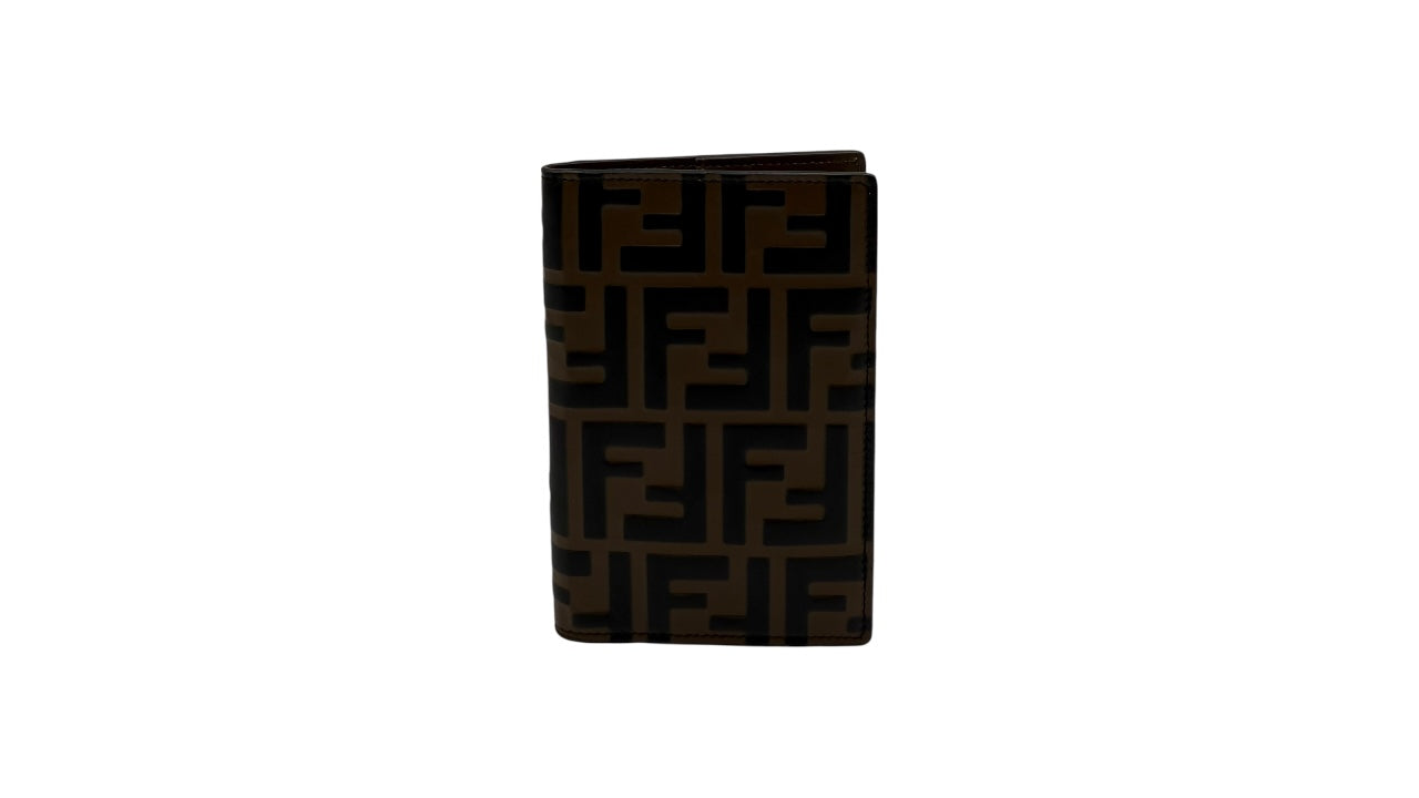 FENDI PASSPORT COVER ZUCCA F PRINT BROWN
