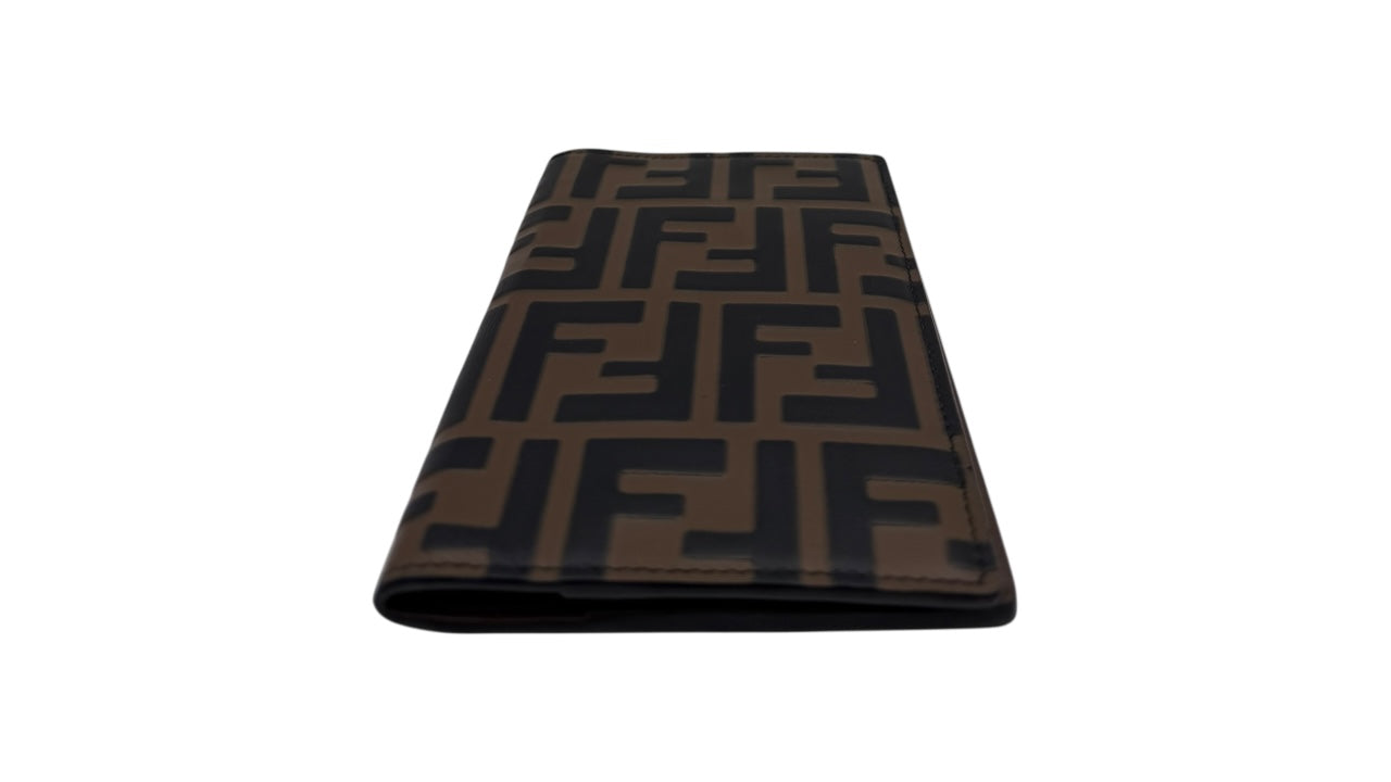 FENDI PASSPORT COVER ZUCCA F PRINT BROWN