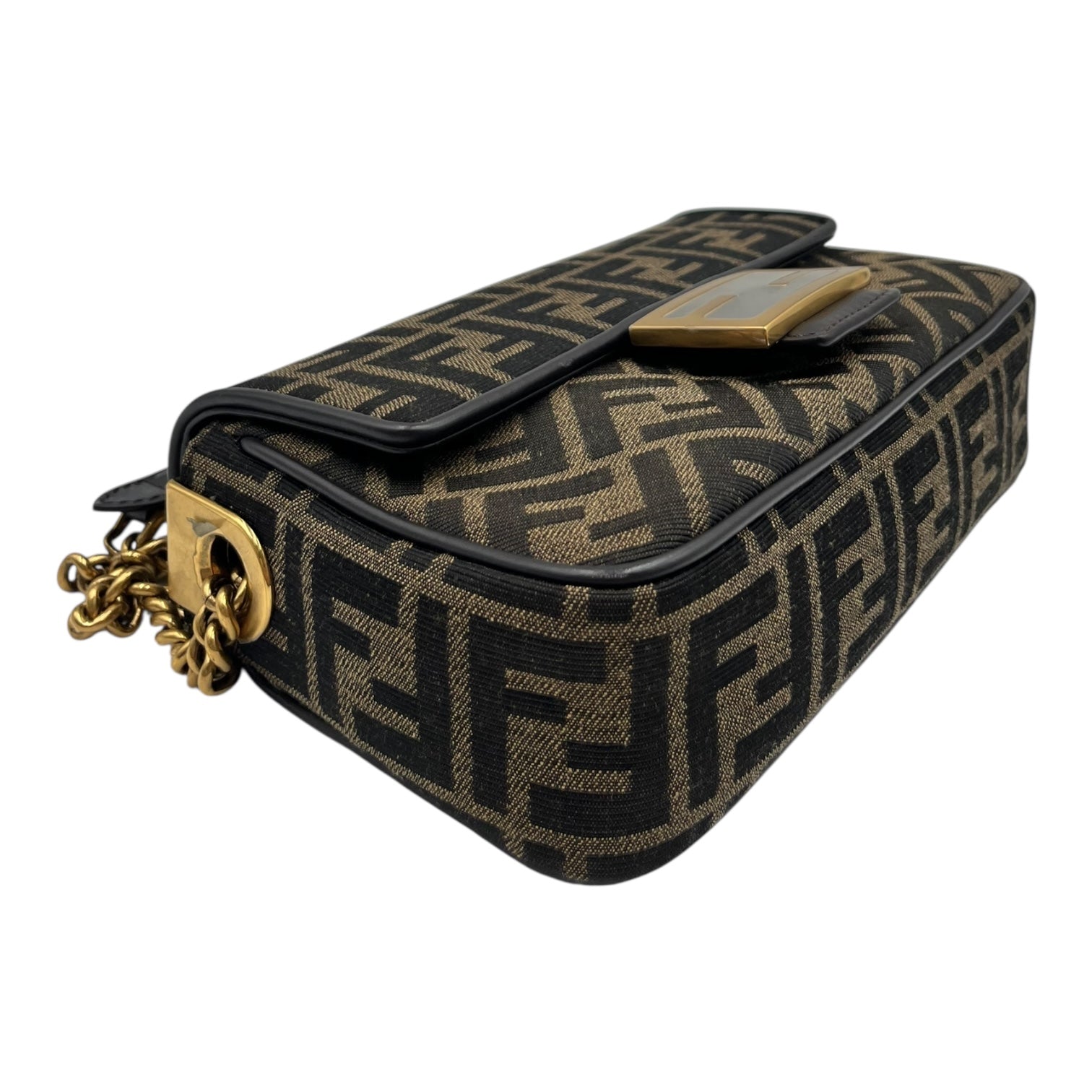 FENDI BROWN FF JACQUARD BAGUETTE FABRIC BAG MINI