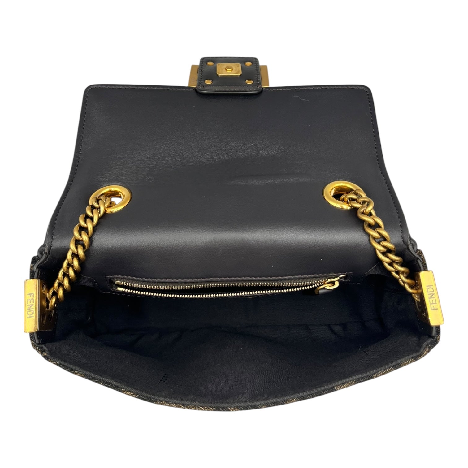 FENDI BROWN FF JACQUARD BAGUETTE FABRIC BAG MINI