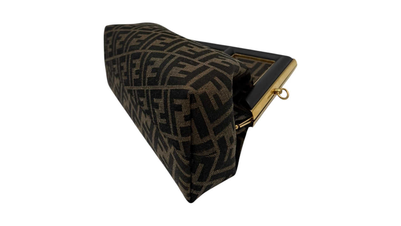 FENDI FIRST MONOGRAM FF BROWN CANVAS SHOULDER BAG