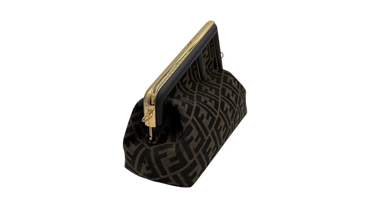 FENDI FIRST MONOGRAM FF BROWN CANVAS SHOULDER BAG
