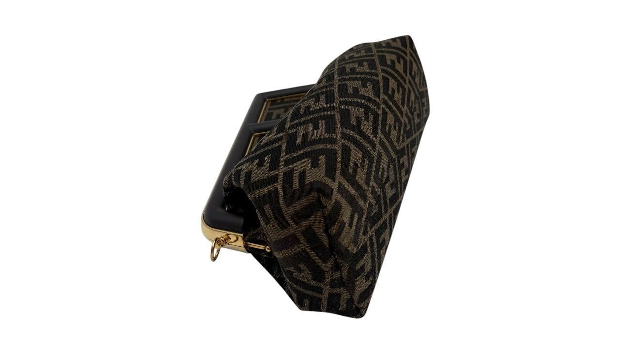 FENDI FIRST MONOGRAM FF BROWN CANVAS SHOULDER BAG