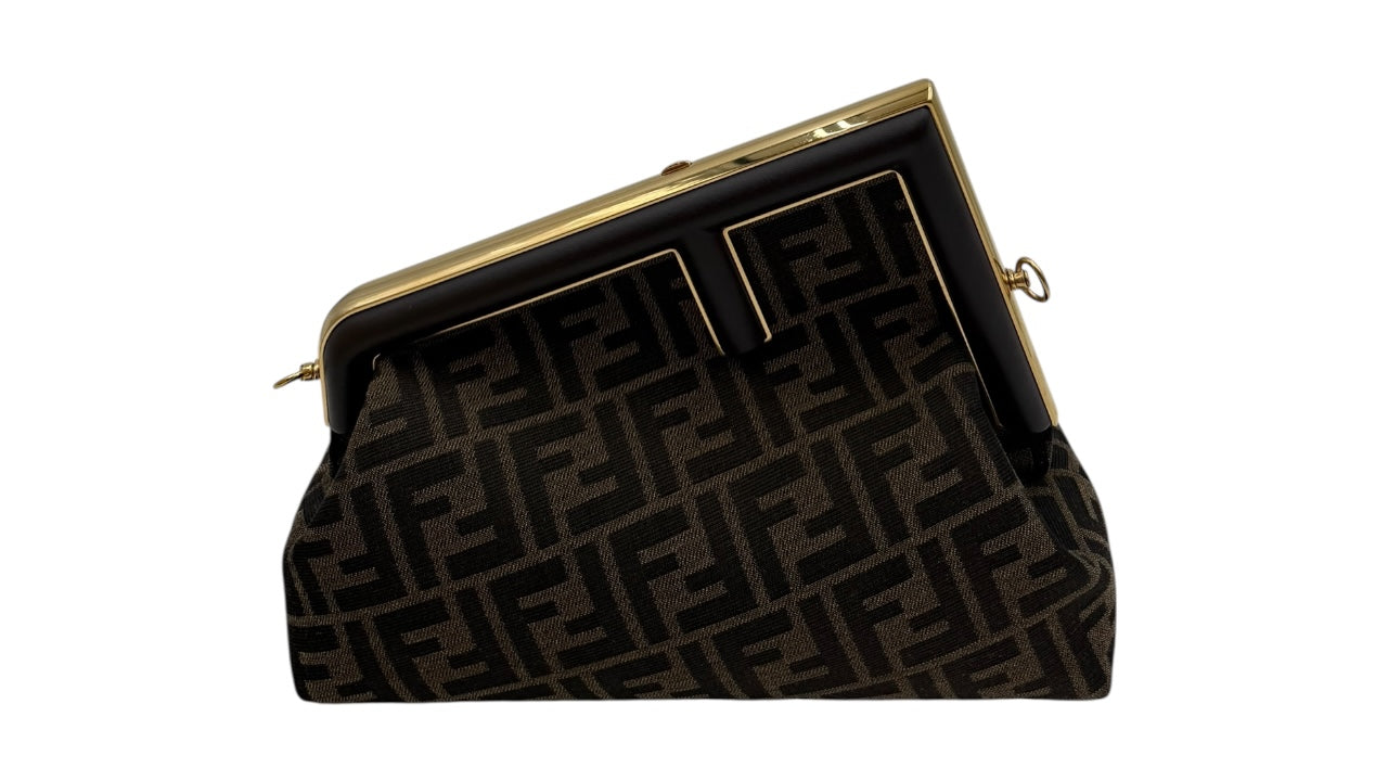 FENDI FIRST MONOGRAM FF BROWN CANVAS SHOULDER BAG