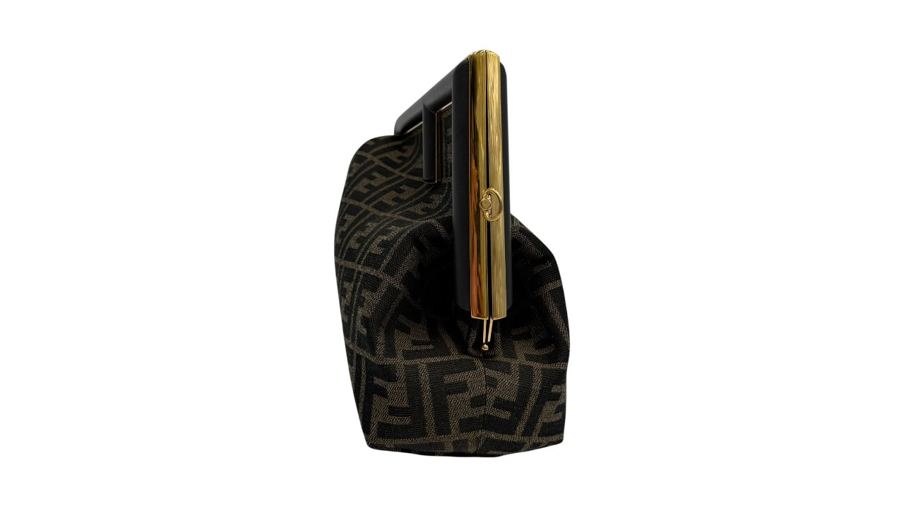 FENDI FIRST MONOGRAM FF BROWN CANVAS SHOULDER BAG