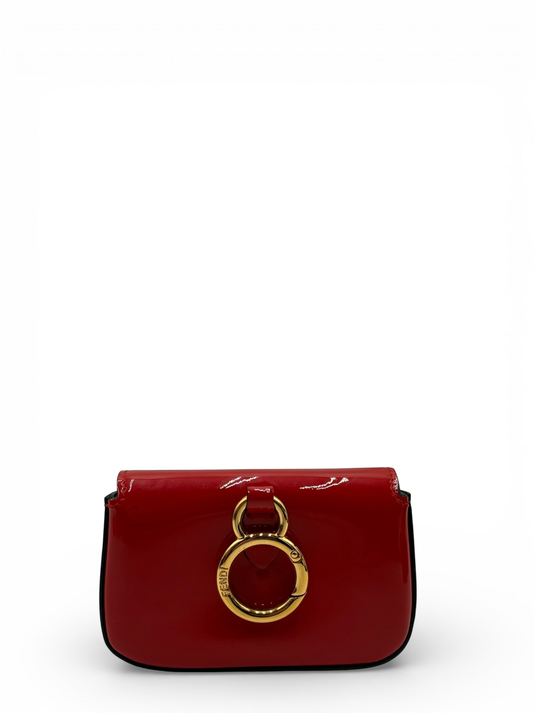 FENDI BAGUETTE RED PATENT LEATHER BAG CHARM
