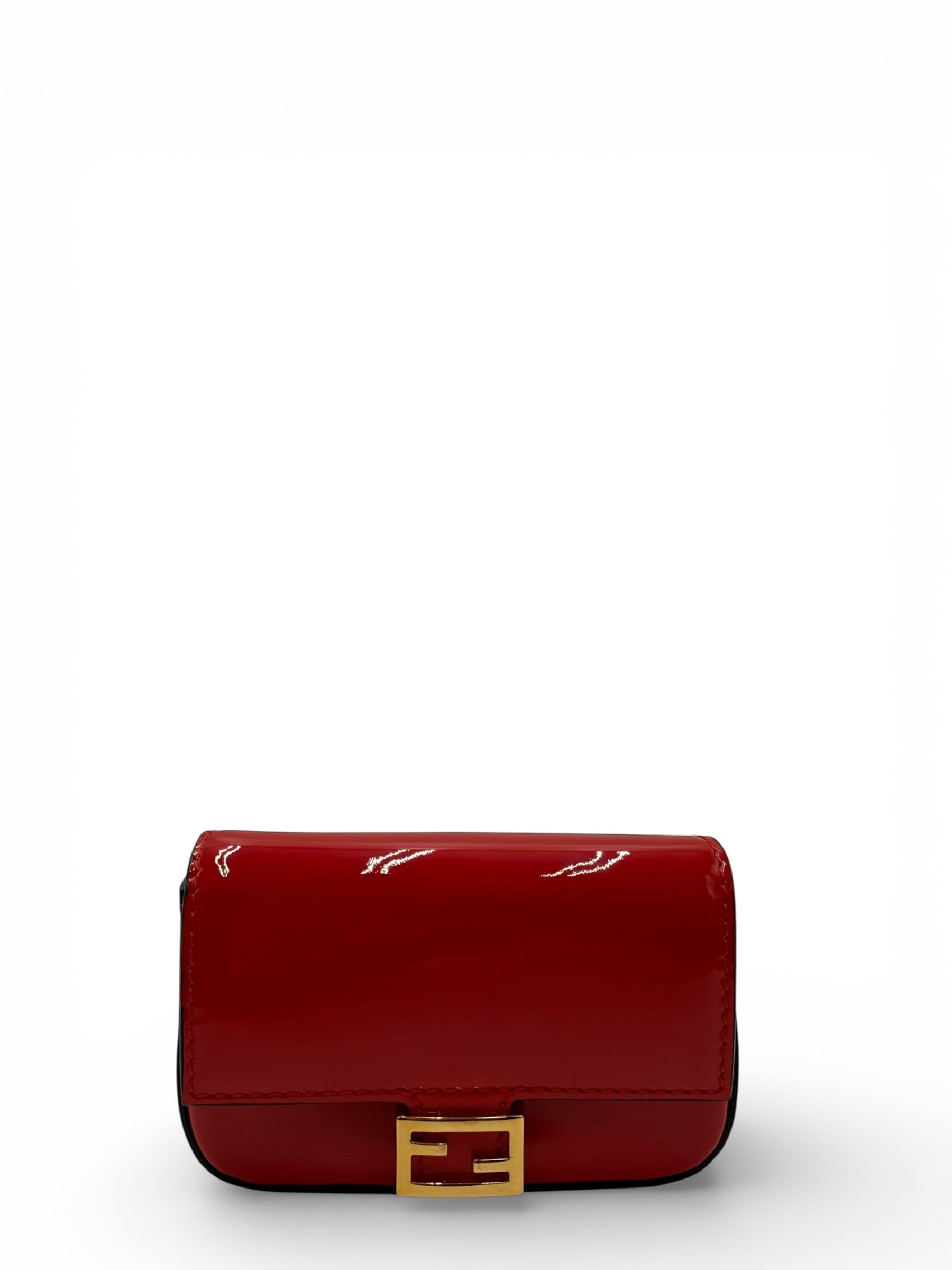 FENDI BAGUETTE RED PATENT LEATHER BAG CHARM