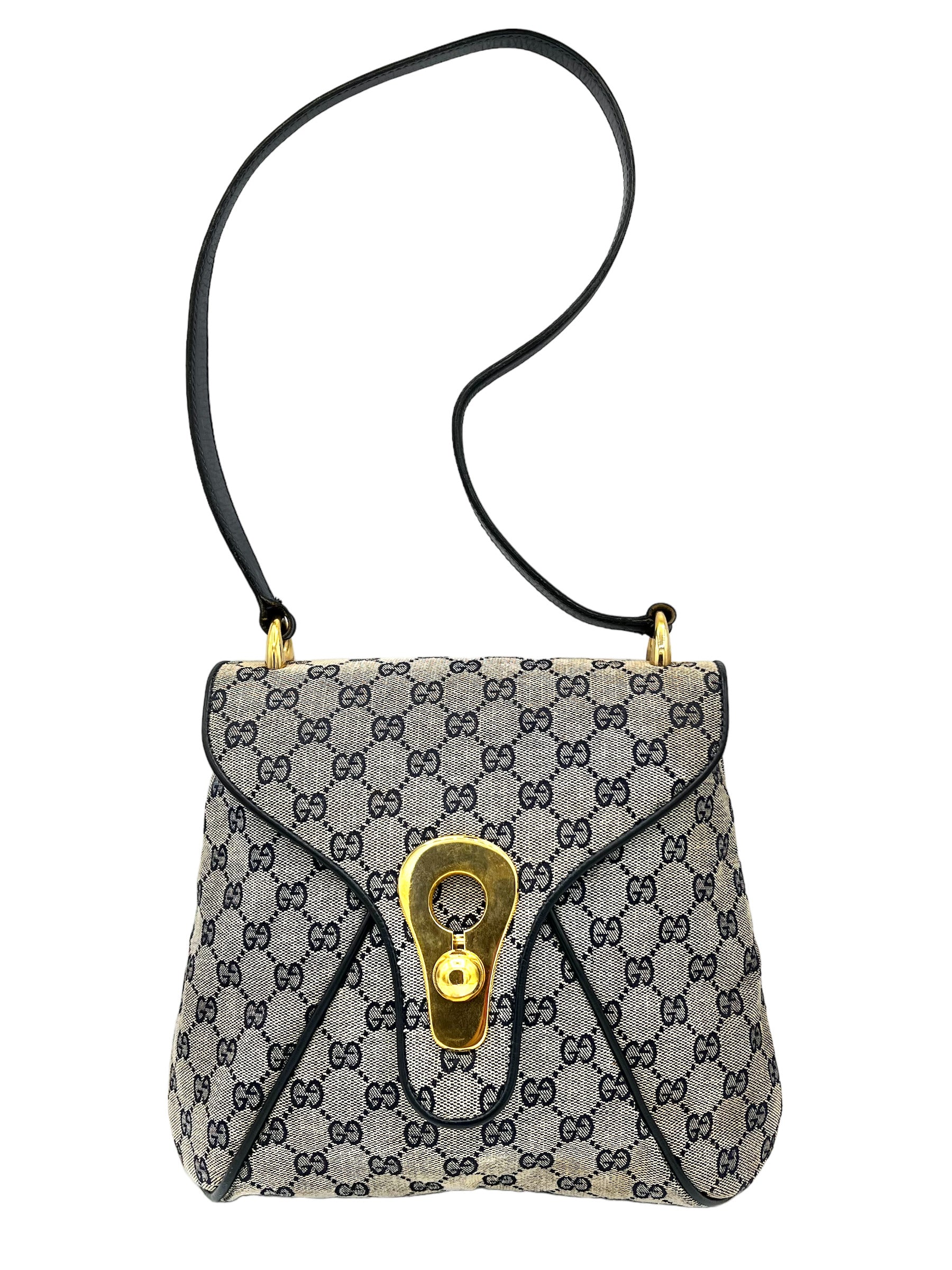 BOLSO DE HOMBRO GUCCI GUCCISSIMA VINTAGE AZUL DE LONA RECUBIERTA