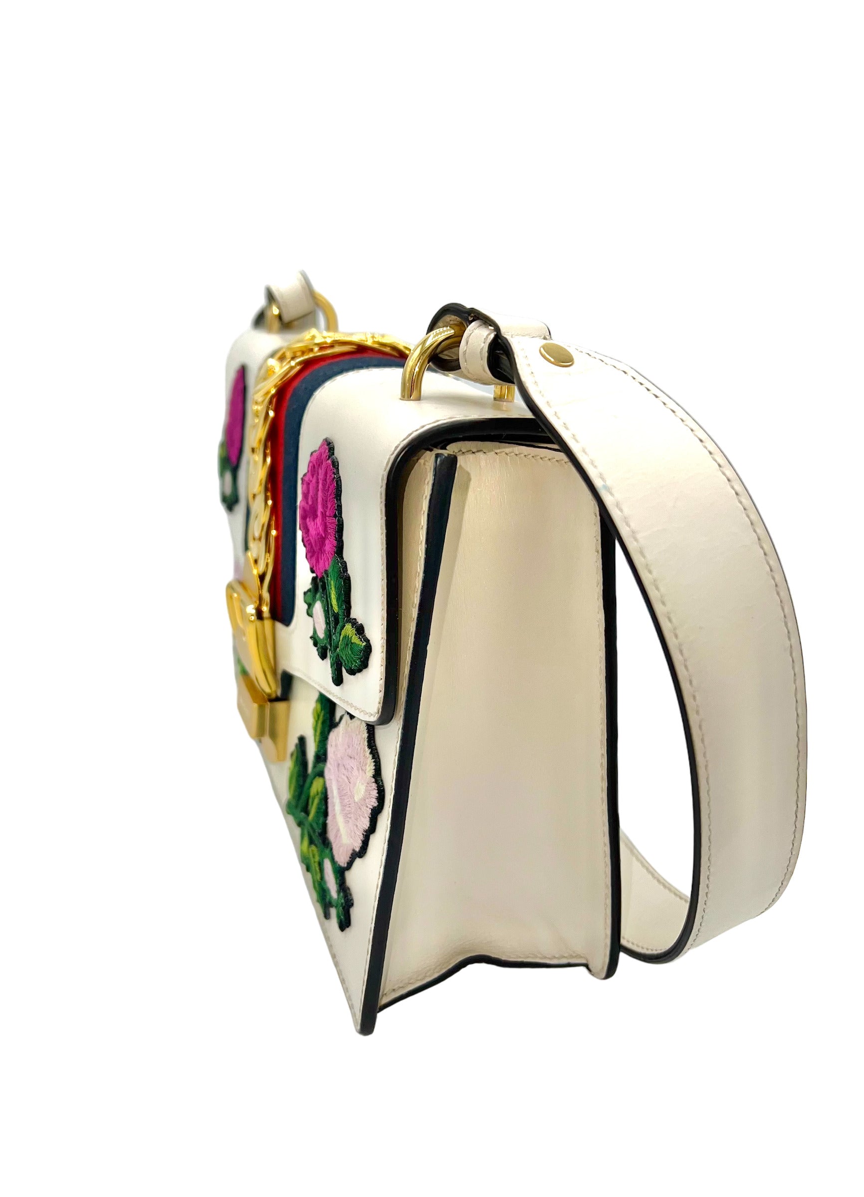 GUCCI- FLORAL SYLVIE TOP HANDLE LEATHER HANDBAG