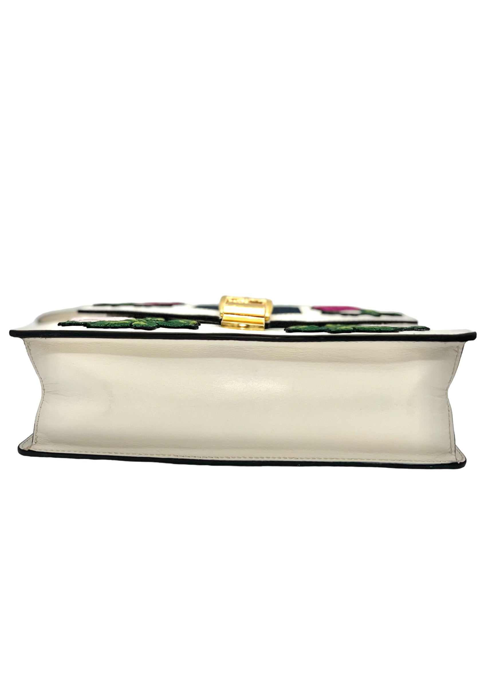 GUCCI- FLORAL SYLVIE TOP HANDLE LEATHER HANDBAG