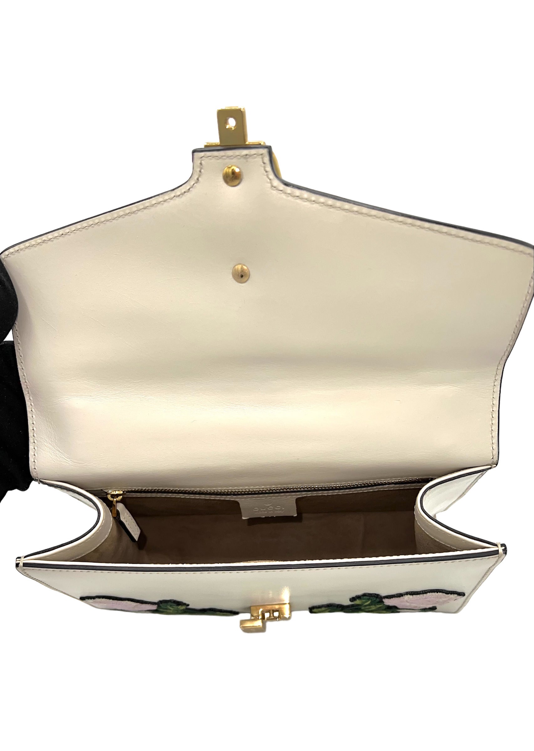 GUCCI- FLORAL SYLVIE TOP HANDLE LEATHER HANDBAG