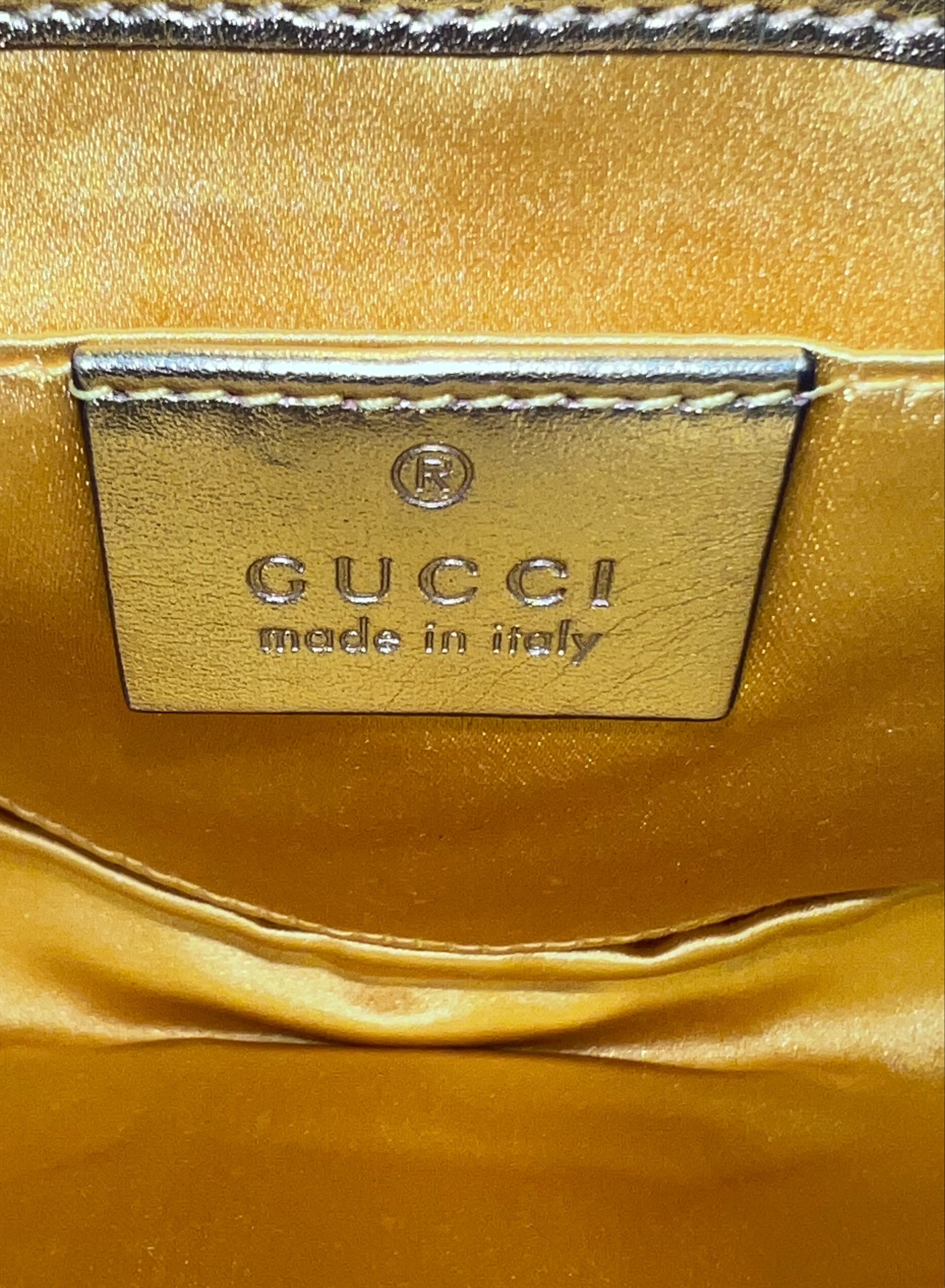 GUCCI-GG MARMONT CHAIN GLITTER GOLD BAG