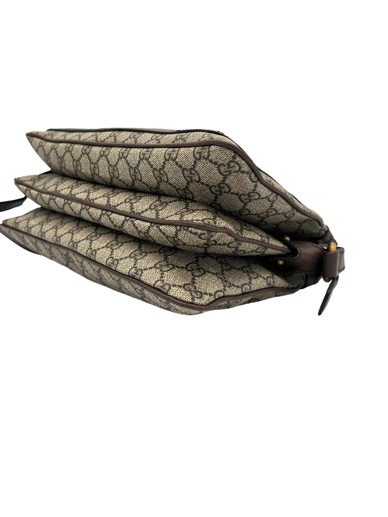 GUCCI WEB SHERRY LINE GG CANVAS SHOULDER BAG BEIGE