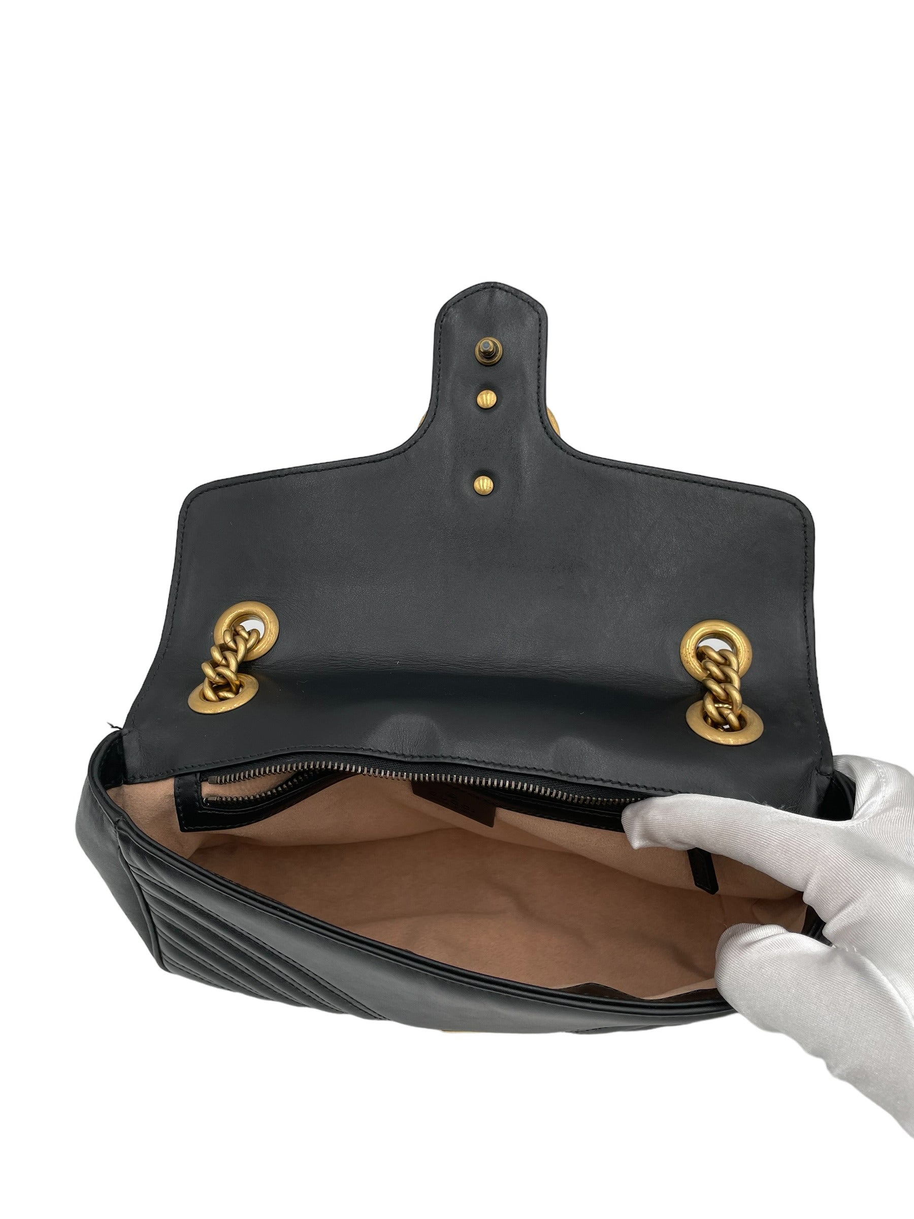 GUCCI GG MARMONT SMALL LEATHER BLACK